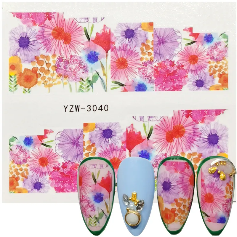 2021 New Designs 3D Flower Full Wrap Decal Embossed Water Transfer Floral Nail Sticker Slider Decor Manicure Tool | Красота и