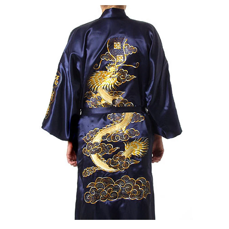 Китайский стиль, мужская одежда для сна, кимоно, элегантное черное повседневное банное платье, домашняя одежда, удобная мягкая ночная рубашка интимное нижнее белье
