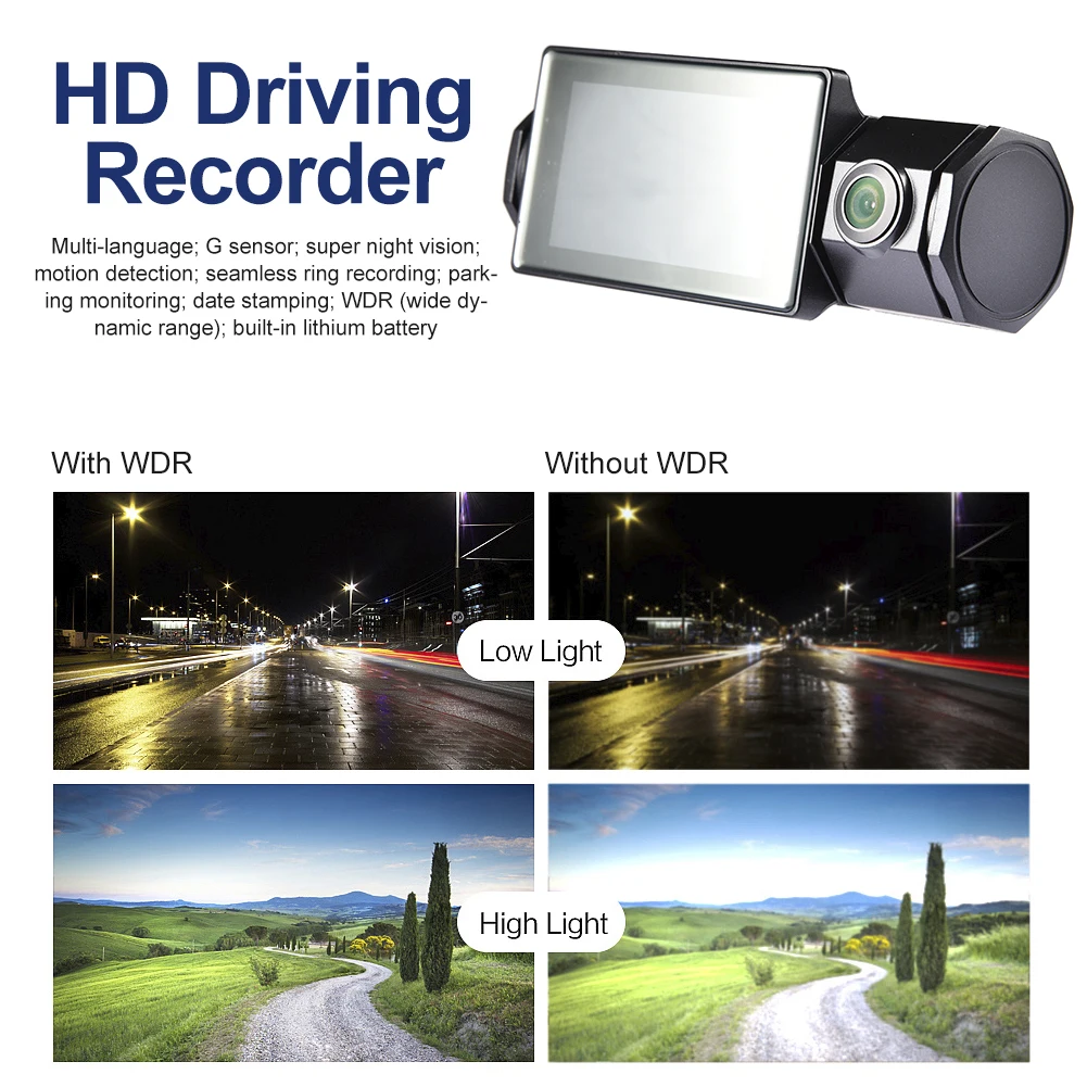 

2.7 Inch HD Screen Vehicle Traveling Data Recorder 1080P Dashboard Camera Car DVR For Loop Recording And Motion Detection