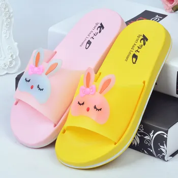 

Women's Flat Cute Slippers Rabbit Anti-slip Home Shoes Indoor Open Toe Flat Slippers Summer Cartoon Beach Sandals @B28