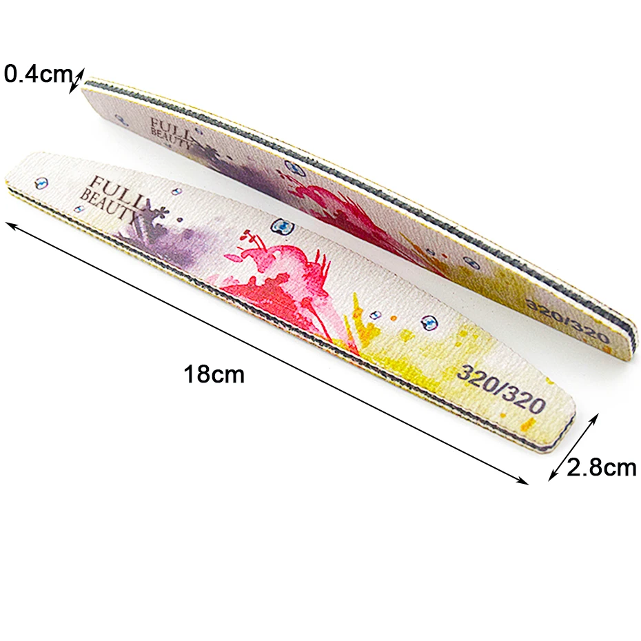 6pcs Nail File Sanding Buffer Block Strong Thick Sandpaper Half Moon Shaped Double Sided Clean Nail Gel Polish Files JI2008