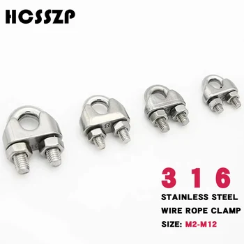 

10 Pcs 316 Stainless Steel Saddle Clamp Cable Wire Rope Clip Fastener M2/3/4/5/6/8/10/12/16 Cable Bolts Rigging Hardware Clamps