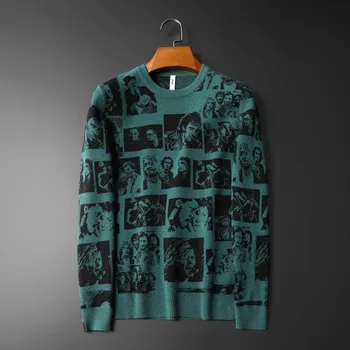 

New 2019 men Luxury Winter embroidery Character pattern Casual Sweaters pullover Asian Plug Size High quality Drake #N28