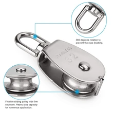 6 шт. в упаковке M32 подъемный ролик с одним шкивом 551Ibs, 304 нержавеющая сталь сверхмощный Одноколесный поворотный подъемный канатный шкив B