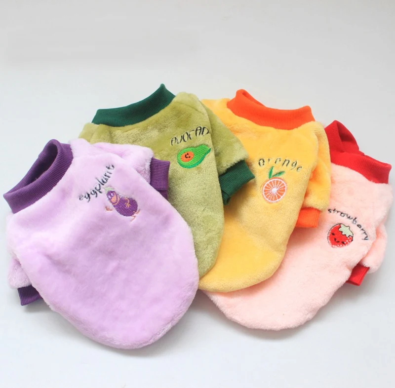 

Warm Fleece Pet Dog Clothes Cute Fruit Printed Pet Coat Puppy Dogs Shirt Jacket French Bulldog Pullover Winter Dog Clothing 20E