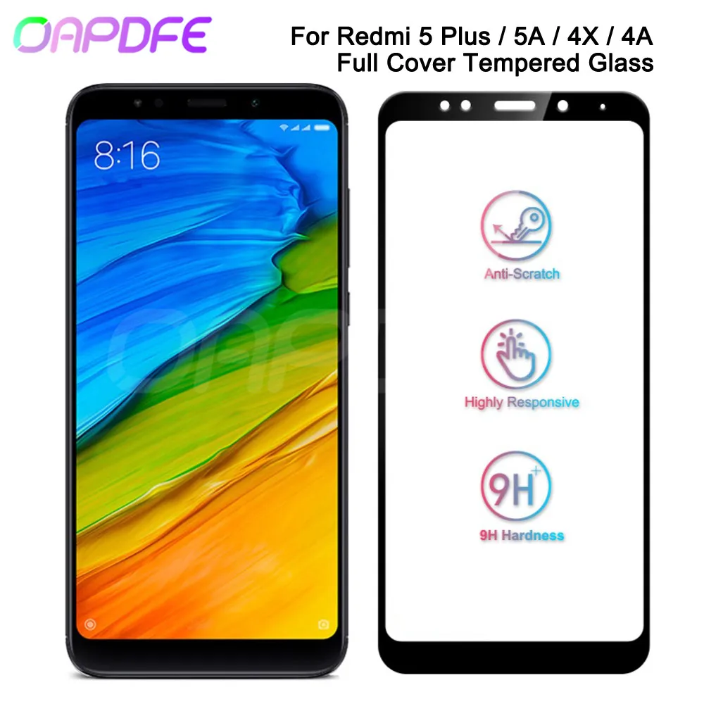 

9D Protective Glass on the For Xiaomi Redmi 5 Plus S2 5A K20 Pro Tempered Screen Protector Glass For Redmi 4 Pro 4X 4A Film Case