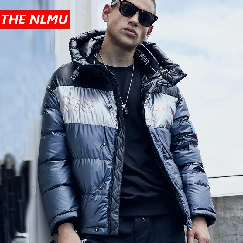 

2019 Men Winter Hoodied Jackets New Design Patchwork Parka Jacket Male Warm Coat Hip Hop Streetwear Fashion Parkas Jacket WG566