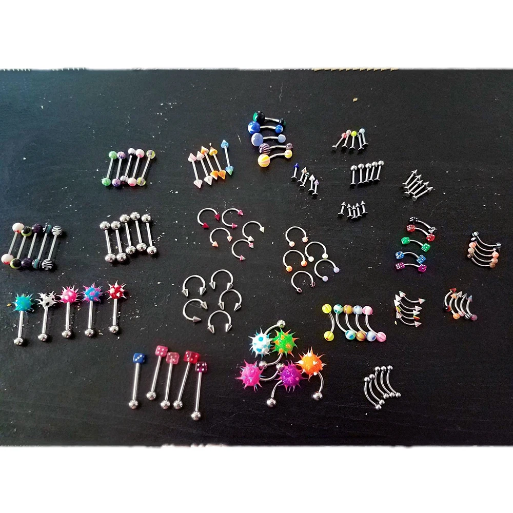 Piercing Jewelry Body Piercing Jewelry Body Jewelry 110pcs Mixed Lip Eyebrow Belly Tongue Nipple Bar Ring Sexy Vintage Piercing Studs Multicolor For Woman Man