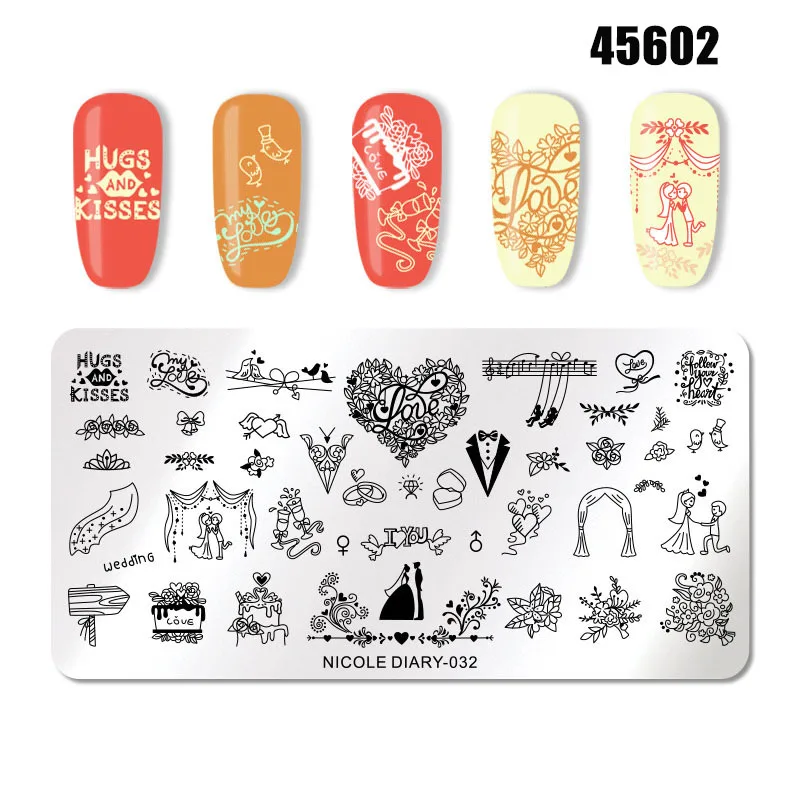 Ногтей штамповка маникюрный шаблон Изображение Шаблон пластины дизайн ногтей шаблон для печати BV789 - Цвет: 45602