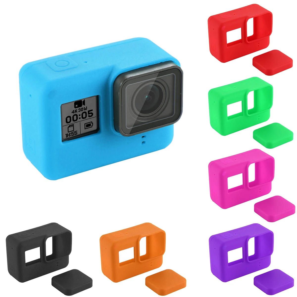Аксессуары для GoPro чехол экшн камеры защитный силиконовый + крышка объектива Hero 5 6