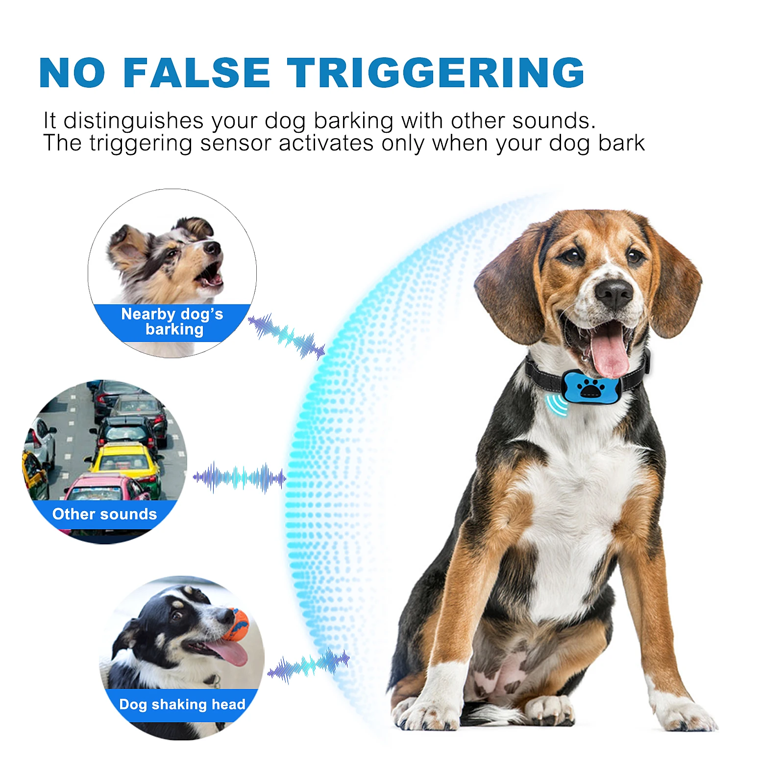 Dog Training Collar Dog Bark Deterrent MASBRILL Dog Anti Barking Device Electric Ultrasonic Dogs Training Collar Dog Stop Barking Vibration Anti Bark Collar Large
