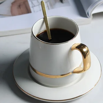 

Simple Ceramic Coffee Cup Nordic White High Quality Espresso Cup Creative Modern with Spoon Tazzine Caffe Office Tea Cup E6