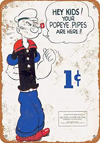 12X16 Metal Sign - Popeye Mart Candy Pipe-Vintage Wall Decor Art