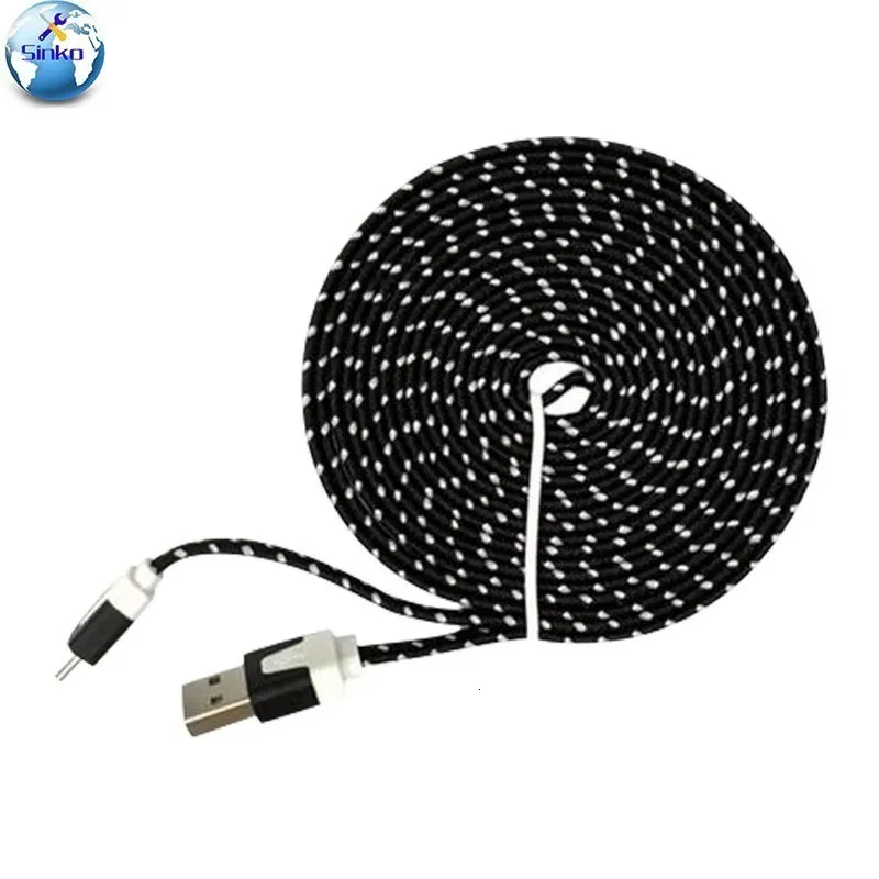 Универсальное плоское зарядное устройство Micro USB 3 м кабель для синхронизации