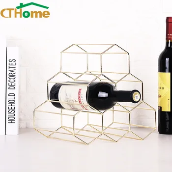 

Quality European-Style Gold Wine Bottle Holders Creative Practical Living Room Decorative Cabinet Red Wine Display Storage Racks