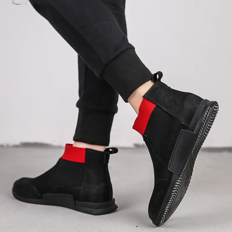 

Winter Chelsea Boots Men's 2018 New Style Men Martin Boots First Layer Natural Leather England Hight-top Trend Men's Boots