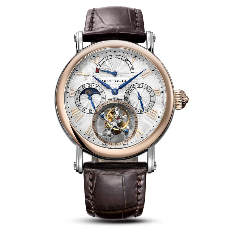 Seagull Tourbillon power резерв дневной Ночной индикатор механические мужские часы 218,907 ручной Ветер с сертификацией бумаги