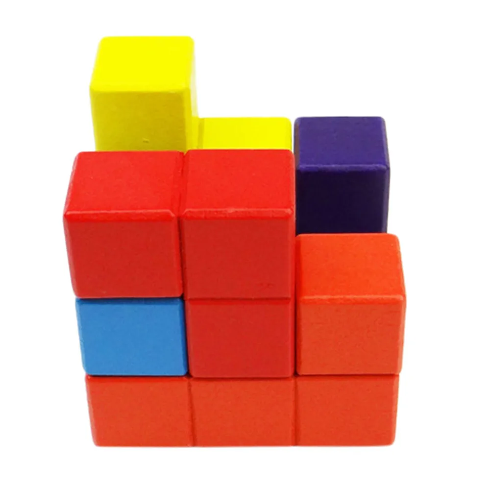 Wooden Brain Teaser Puzzle Cube Pieces Creative Educational Toy Baby Kids Puzzle Toy Parent-child Interactive Game #B