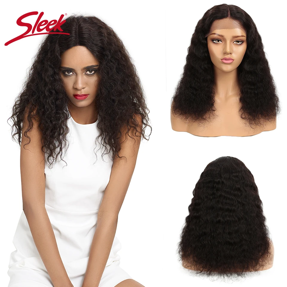 Sleek Curly Human Hair Wigs Remy Brazilian Hair Wigs 18 Inch Lace Human Hair Wigs U Part Natural Color 150% Density Wigs