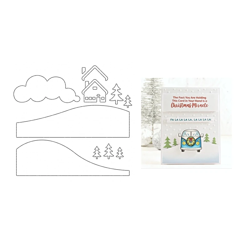 

Новинка 2021, металлические штампы для вырезания, Скрапбукинг для изготовления бумаги, рождественские пригороды, рамка для тиснения, карточка, рукоделие, без штампов