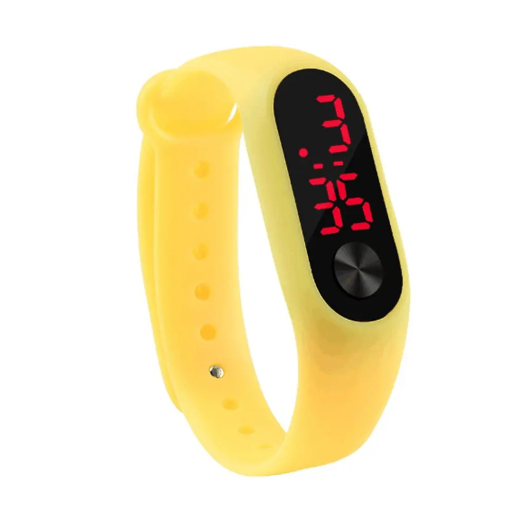 Мужские и женские повседневные спортивные часы с браслетом, Белый светодиодный электронный цифровой карамельный цвет, силиконовые наручные часы для детей - Цвет: 2