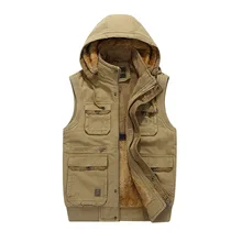 Стиль, мужской повседневный жилет, зима, плюс бархат, плюс хлопок, большой размер, жилет, много карманов, Рыболовный Жилет 8609