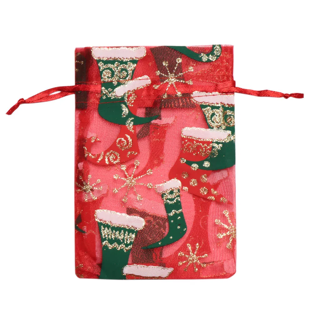 10 шт., рождественские прозрачные мешочки из органзы, рождественские подарочные пакеты, упаковка для конфет, праздничные вечерние подарочные пакеты для свадьбы, новогодние подарочные пакеты - Цвет: 3