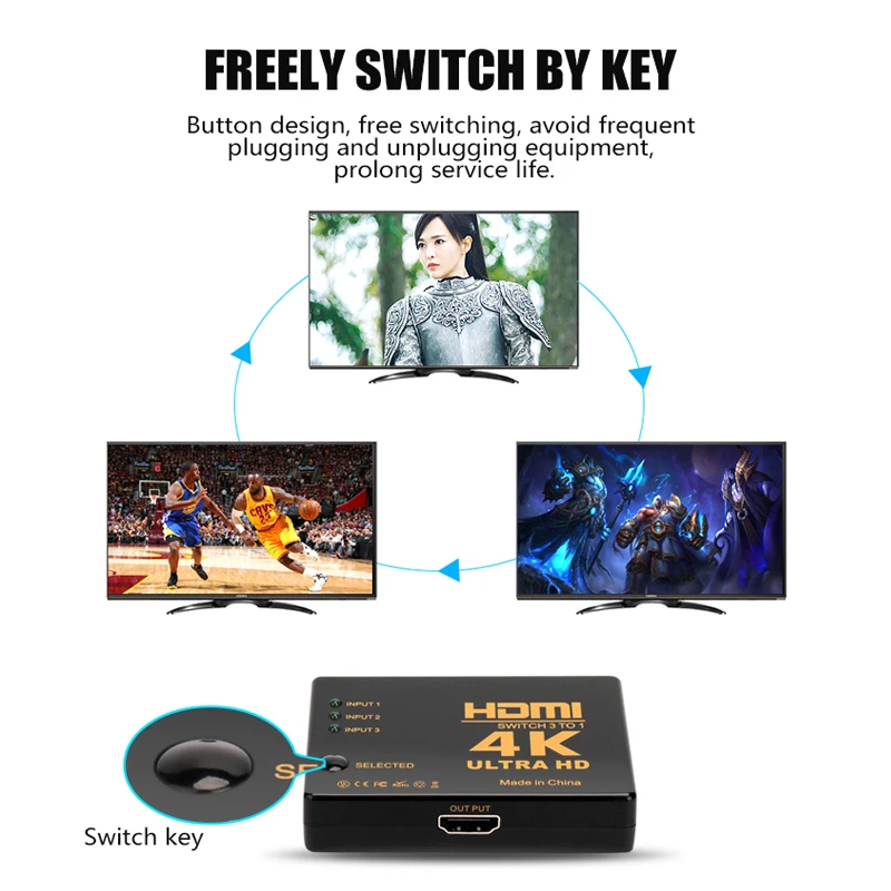 1080P 4K * 2K HDMI видеопереключатель сплиттер 3 входа 1 выход порта концентратор для DVD