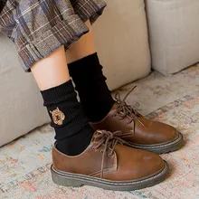 Однотонные носки с вышивкой в виде тигра; сезон осень-зима; женские хлопковые носки с забавными рисунками; плотные теплые Повседневные Удобные дышащие носки для улицы