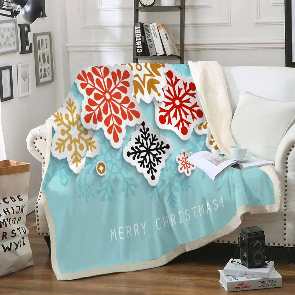 

Winter Snowflake Blanket Christmas Soft Warm Plush Sherpa Throw Blankets for Beds Sofa Cover the Comfy Shaggy Travel TV Blanket