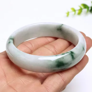 

Natural Myanmar A-Class Raw Stone Carved 54-62mm Light Blue Flower Bracelet Exquisite Princess Bracelet Send Gift