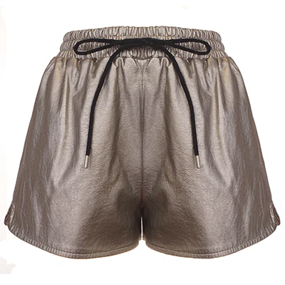 gold She'sModa, матовые, золотые, из искусственной кожи, женские прямые шорты с карманом - Цвет: gold