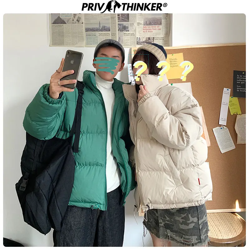 Privathinker, мужские корейские зимние однотонные куртки, парки, мужские Модные свободные пальто, верхняя одежда, мужские теплые плотные однотонные куртки, большие размеры
