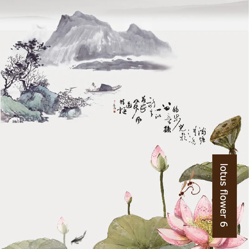 BO-Lotus flower 6 Индивидуальные полиэстер затемненные рулонные шторы китайская живопись пейзаж лотоса экран перегородки рулонные шторы - Цвет: BO-Lotus flower 6