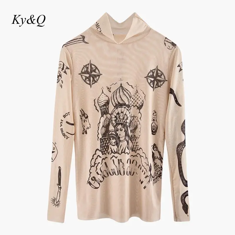 Зима 2020 Женский пуловер с воротником-стойкой просвечивающий длинными рукавами