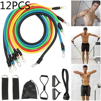 

12pcs/set Pull Rope Fitness Exercises Resistance Bands Elastic Latex Tubes Pedal Excerciser Body Training Workout Yoga