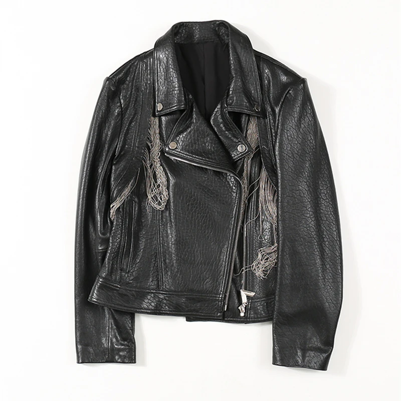 Натуральная кожа 2020 Весна новая кожаная куртка женская из овчины Яркая короткая