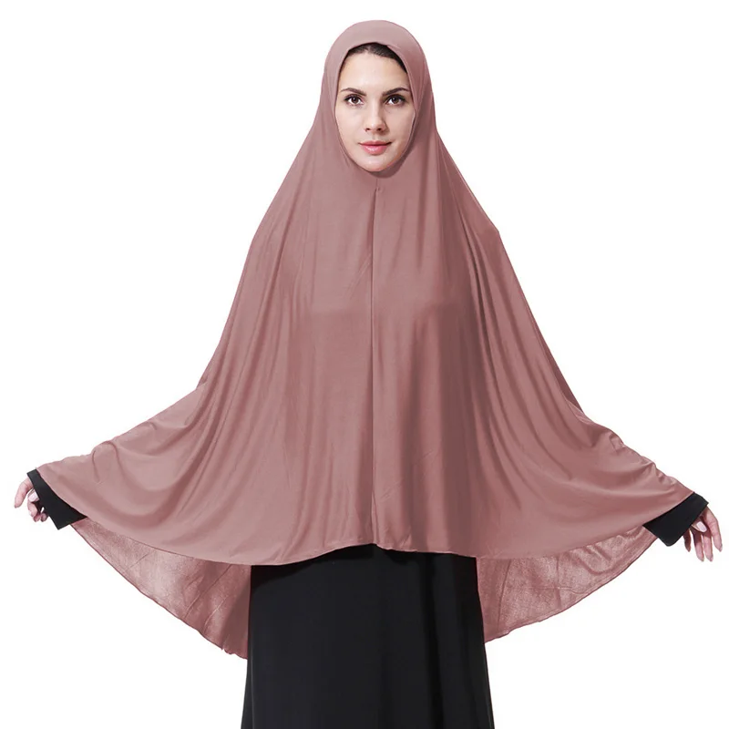 Funklouz мусульманский длинный хиджаб шифон Niqab Burqa тюрбан исламский петля шарф женский платок молитва одежда - Цвет: Dark Pink