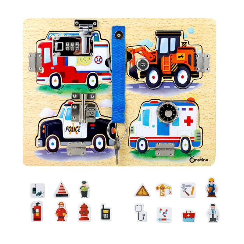  Wooden Montessori Children Cognitive Board Unlocking Education Toy Teaching Kids - 4000166474615