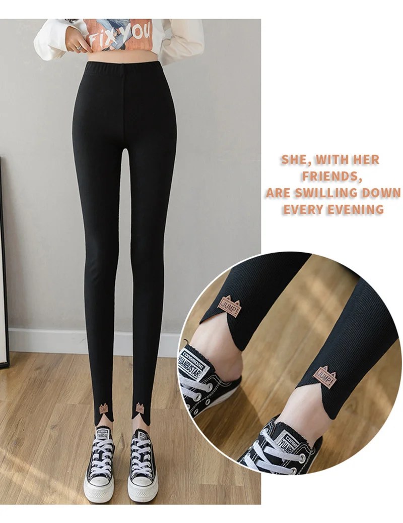 nike leggings INITIALDREAM Keep Warm Thick Velvet Winter Leggings Women 2021 Solid Color Slim Large Size Cotton Pants Female Outwear best leggings for women