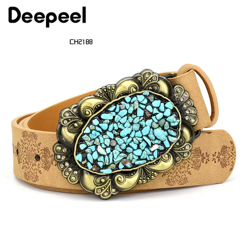 Deepeel 1 шт. 3,5 см* 100 \ 115 см женский ремень из искусственной кожи сплав гладкая Пряжка инкрустированный цвет камень пряжки голова личности декоративные