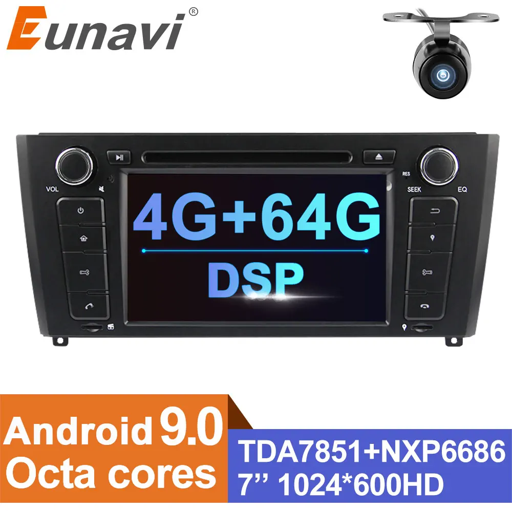 

Eunavi Android 9 Car dvd Multimedia radio player For 1 Series BMW E81 E82 2004-2012 gps navigation 1024*600 touch screen DSP USB