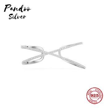 

Fashion Charm Sterling Silver Copy 1:1 Copy,Silver X-Shape Cuff Women Monaco Jewelry Gift With Logo