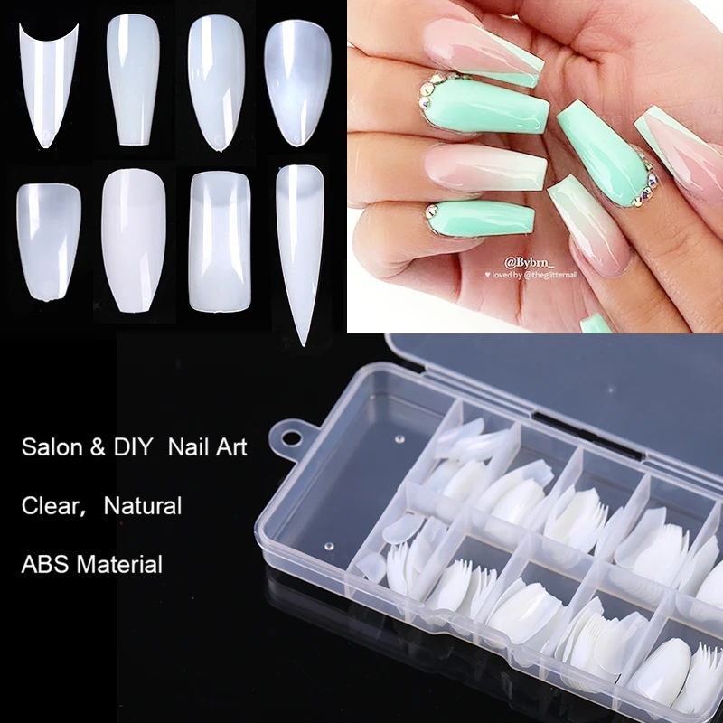 600 500pcs White Clear French False Acrylic Nail Tips Full Half Cover Tips Coffin Fake Nails Uv Gel Manicures Fake Nail Tips False Nails Aliexpress