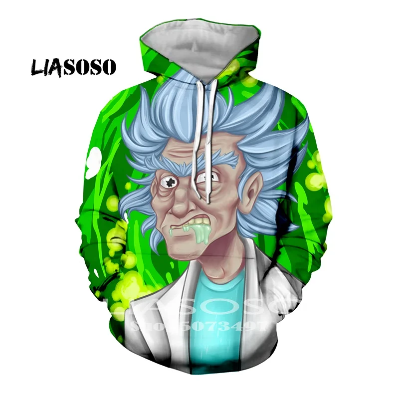 LIASOSO Осенние новые модные толстовки мужские Забавные футболки 3D принт Рик и Морти Повседневная Толстовка Унисекс Harajuku Топ пуловер