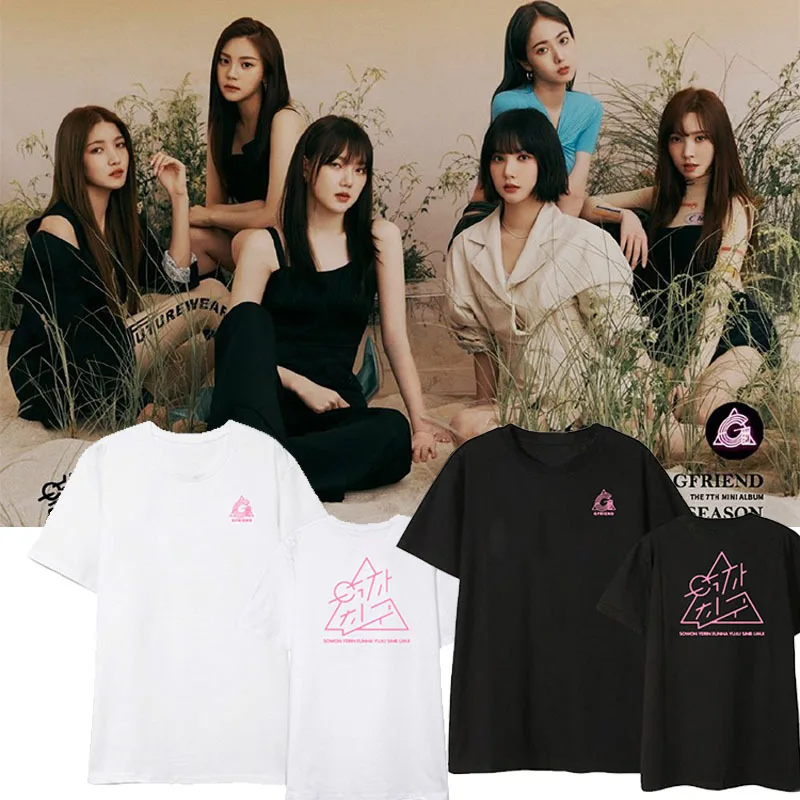 Kpop GFRIEND Fever сезон альбом рубашки хип хоп Повседневная Свободная одежда футболка Топы с короткими рукавами футболка DX1109