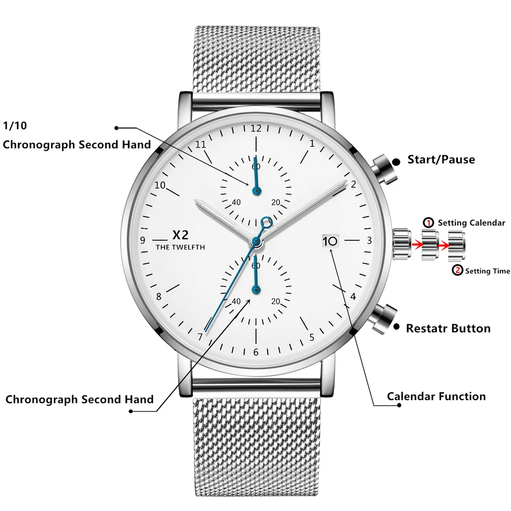 Мужские часы X2 двенадцатый бренд модные спортивные кварцевые часы мужские s кожаные водонепроницаемые хронограф часы бизнес Relogio