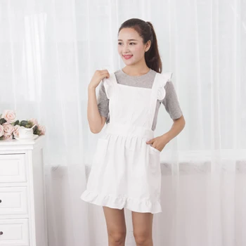 

EASY-Petite Maid Ruffle Retro Apron Kitchen Cooking Cleaning Fancy Dress Cosplay Costume (White)