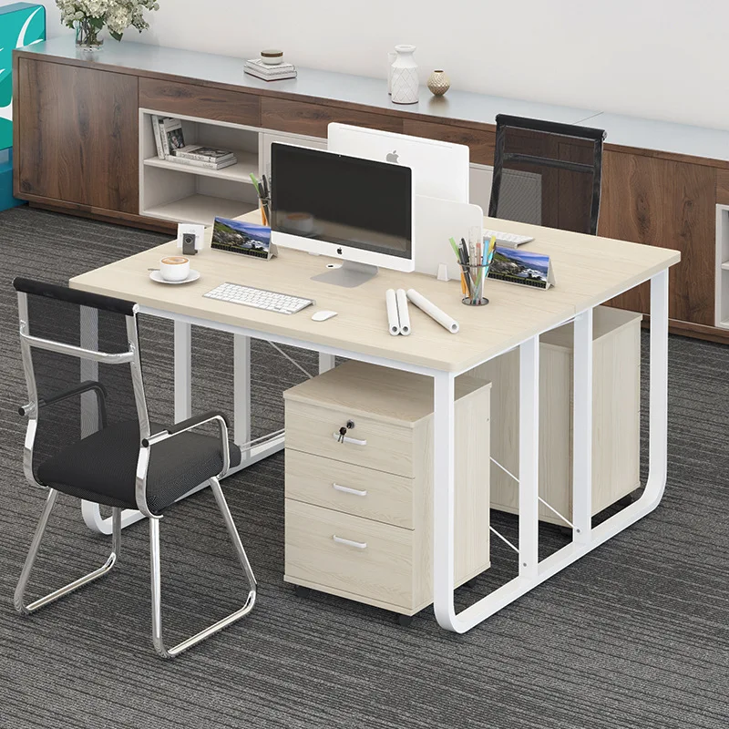 Geometrie oplichterij in beroep gaan Personeel Bureau Met Scherm Kantoor Meubels, computer Bureau En Stoel  Combinatie 2/4/6 Eenvoudige Dubbele Bureau Computer Tafel - AliExpress