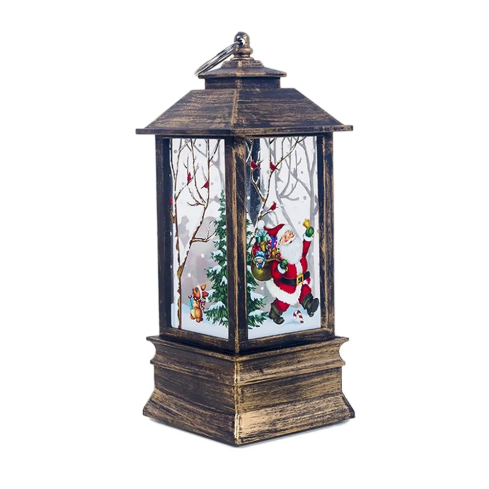Printed Christmas Portable Wind Lamp Home Garden Decoration Candlestick Hanging Christmas Series Lights